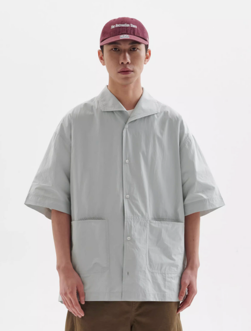 U字パッチポケット開襟シャツ メンズ レディース 綿100% 半袖｜U-shaped Patch Pocket Open Collar SHIRT N5419