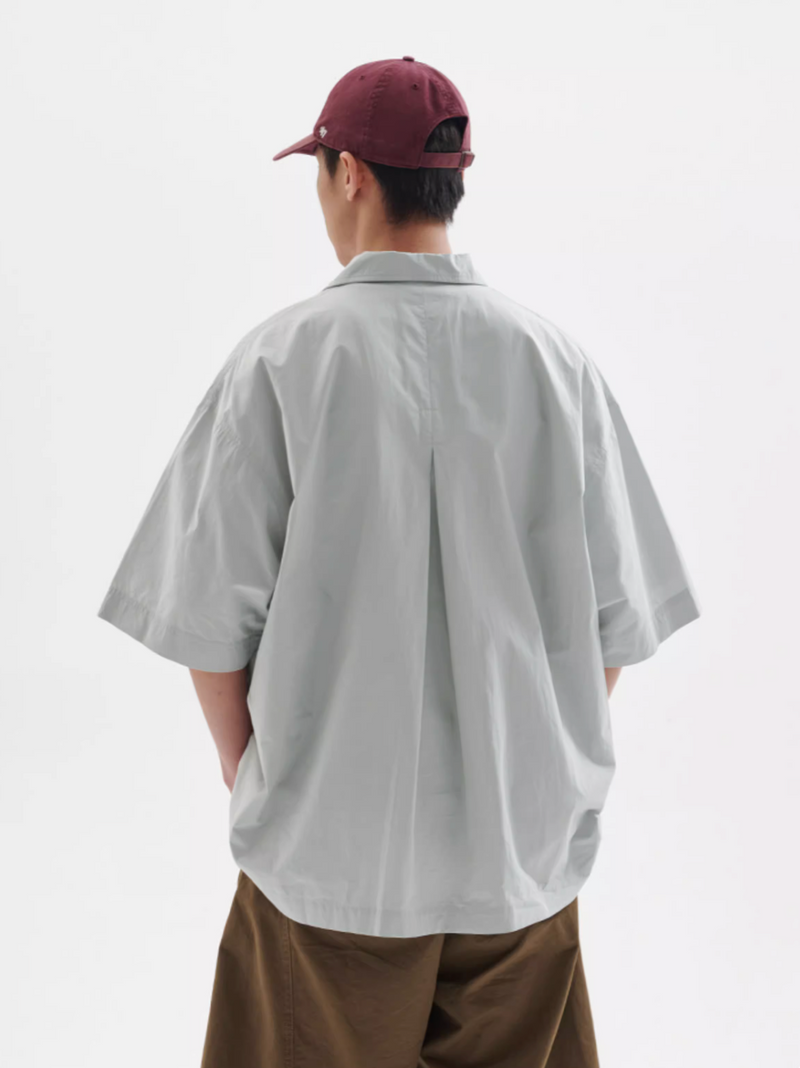 U字パッチポケット開襟シャツ メンズ レディース 綿100% 半袖｜U-shaped Patch Pocket Open Collar SHIRT N5419