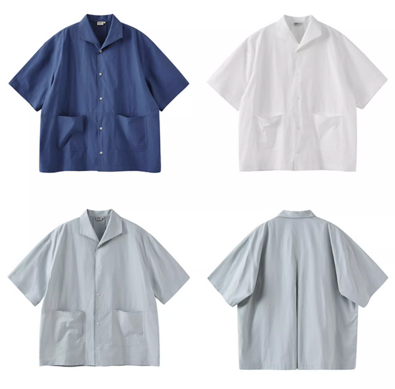 U字パッチポケット開襟シャツ メンズ レディース 綿100% 半袖｜U-shaped Patch Pocket Open Collar SHIRT N5419