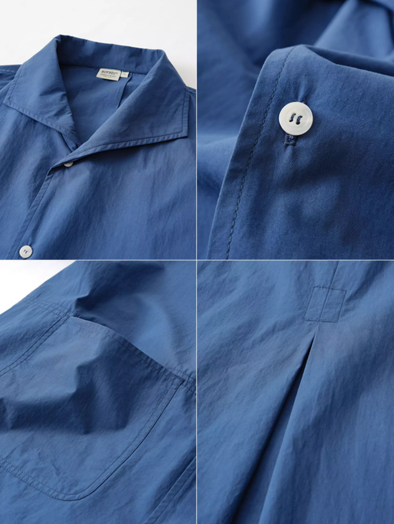 U字パッチポケット開襟シャツ メンズ レディース 綿100% 半袖｜U-shaped Patch Pocket Open Collar SHIRT N5419
