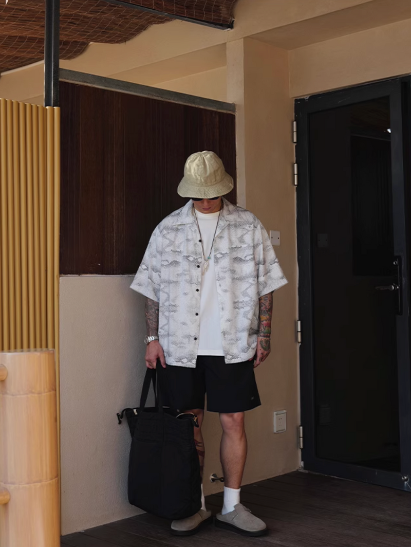 オープンカラー 蛇柄シャツ モダール混紡素材 / Snake Print Shirt N5423