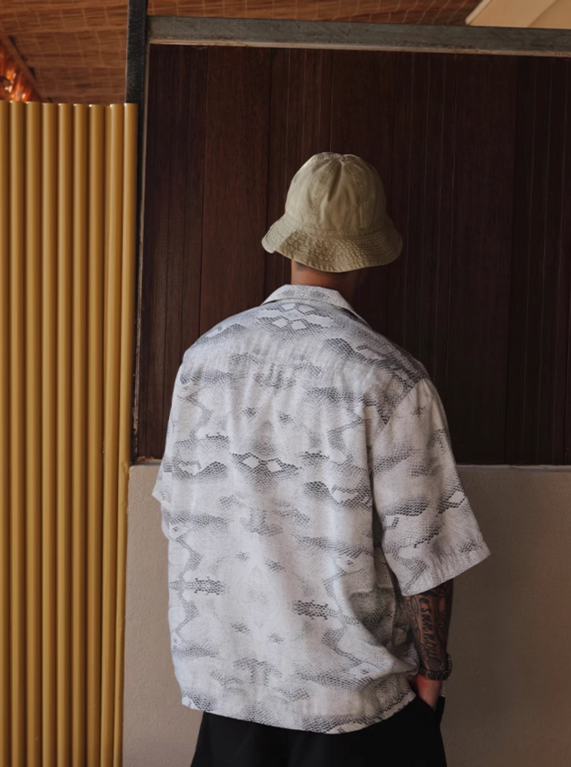 オープンカラー 蛇柄シャツ モダール混紡素材 / Snake Print Shirt N5423