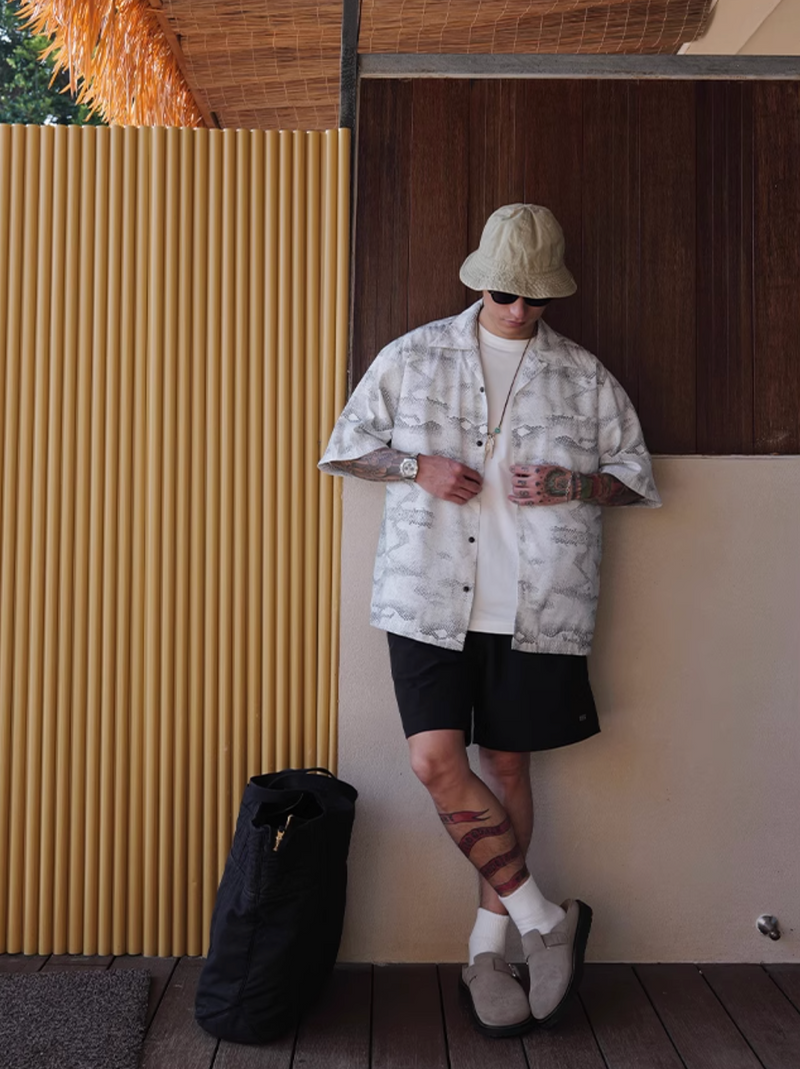 オープンカラー 蛇柄シャツ モダール混紡素材 / Snake Print Shirt N5423