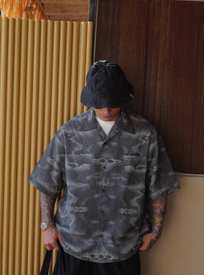 オープンカラー 蛇柄シャツ モダール混紡素材 / Snake Print Shirt N5423