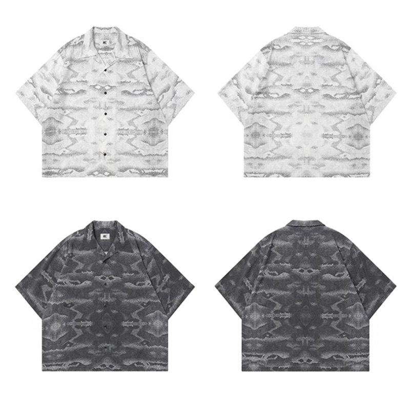 オープンカラー 蛇柄シャツ モダール混紡素材 / Snake Print Shirt N5423
