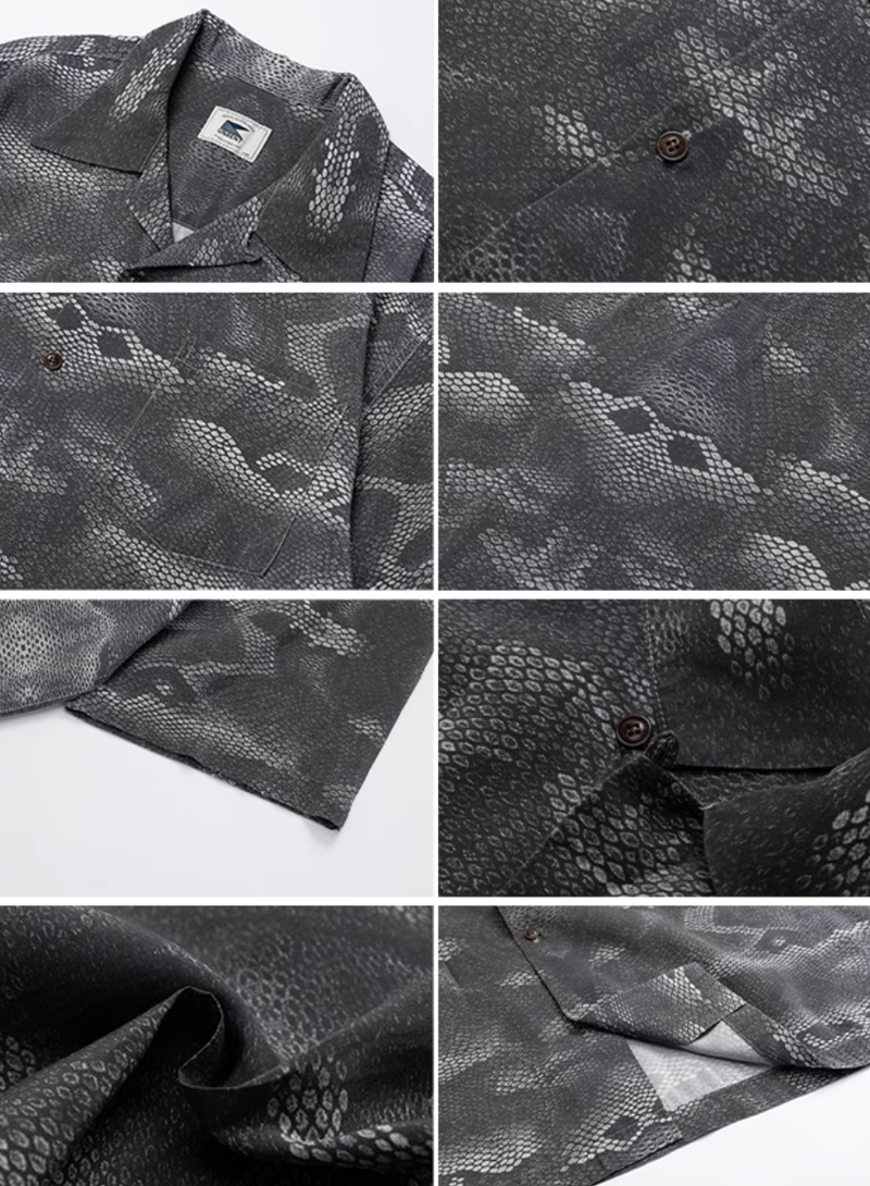 オープンカラー 蛇柄シャツ モダール混紡素材 / Snake Print Shirt N5423
