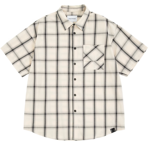 コットンチェックシャツ 綿100% 半袖 / Cotton Check Shirt N5492