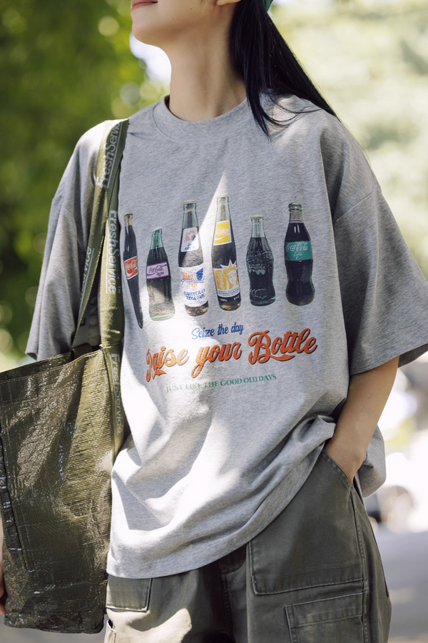 Bottle Cork Print Short Sleeve T-Shirt N5485