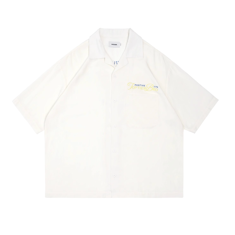 バック刺繍オープンカラーシャツ ライオセル95% / Back Embroidered Shirt N5514