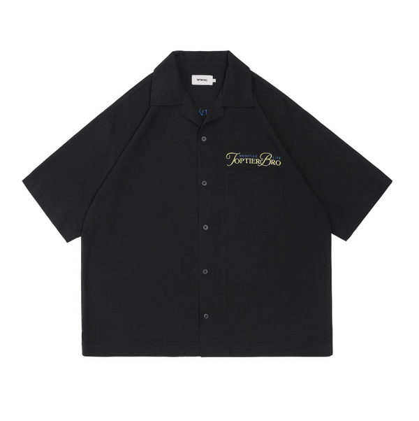 バック刺繍オープンカラーシャツ ライオセル95% / Back Embroidered Shirt N5514