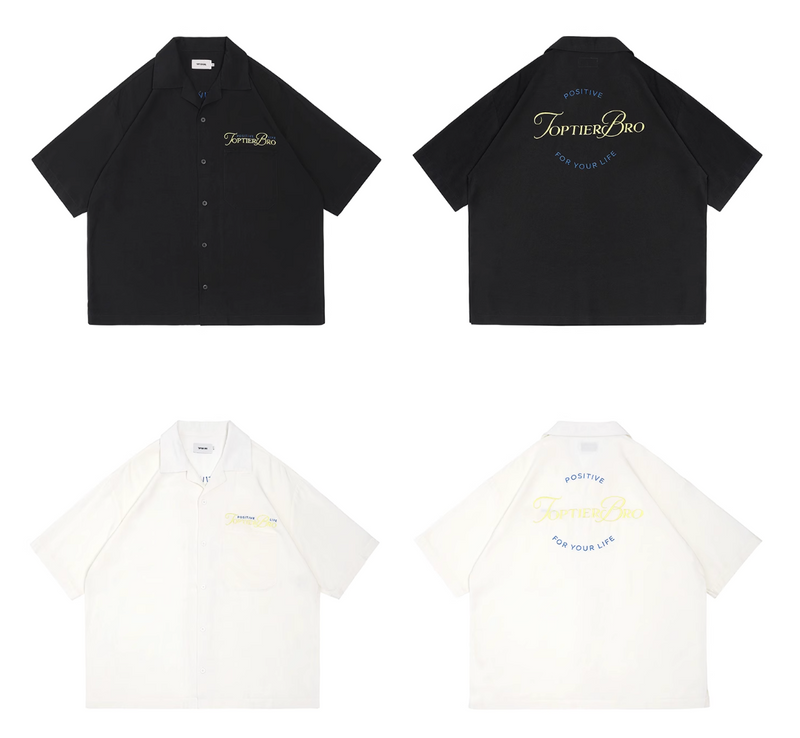 バック刺繍オープンカラーシャツ ライオセル95% / Back Embroidered Shirt N5514