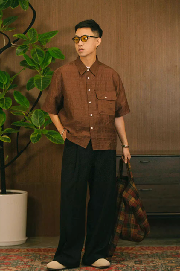 クラウドラインボックスシャツ テンセル混紡 / Cloud Line Box Shirt N5504
