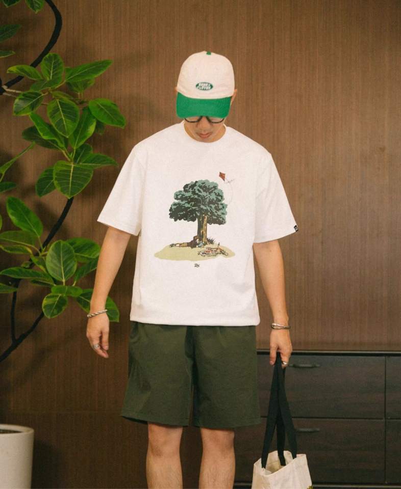 AfternoonプリントTシャツ コットン100% / Afternoon Print T-shirt N5508