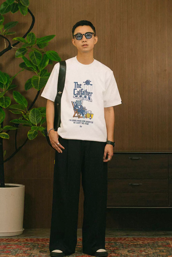 ゴッドファーザーキャットプリントTシャツ / Godfather Cat Print T-shirt N5510
