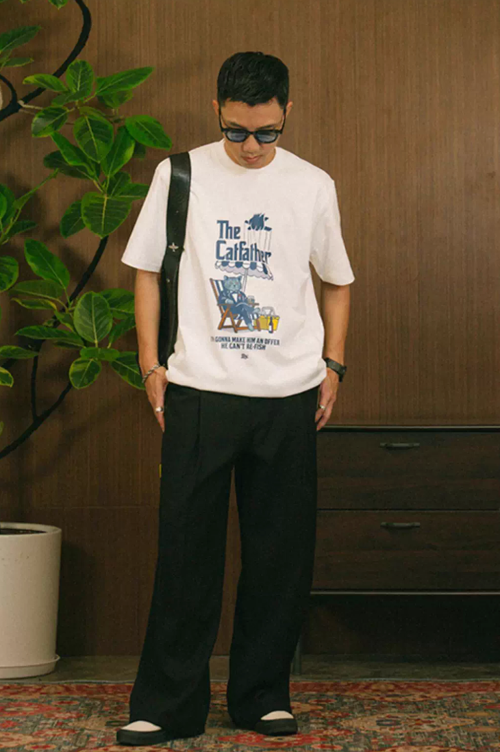 ゴッドファーザーキャットプリントTシャツ / Godfather Cat Print T-shirt N5510