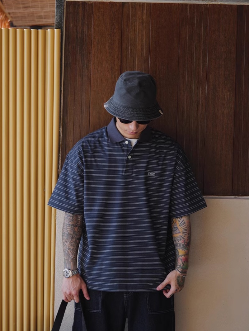 ストライプポロシャツ コットン100% / Striped Polo Shirt N5515