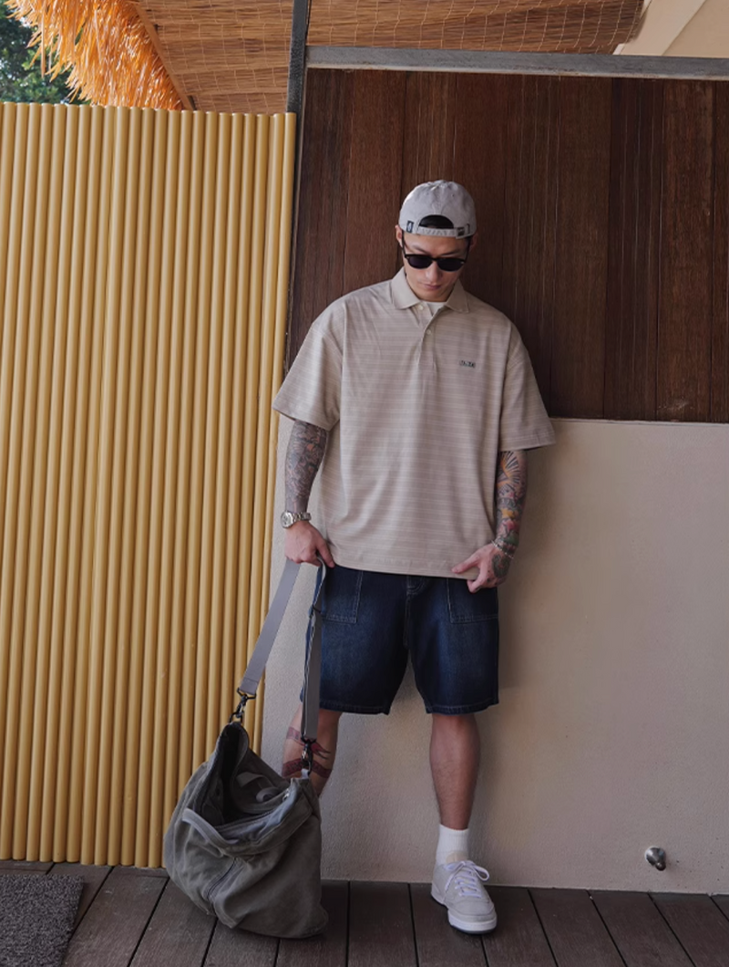 ストライプポロシャツ コットン100% / Striped Polo Shirt N5515