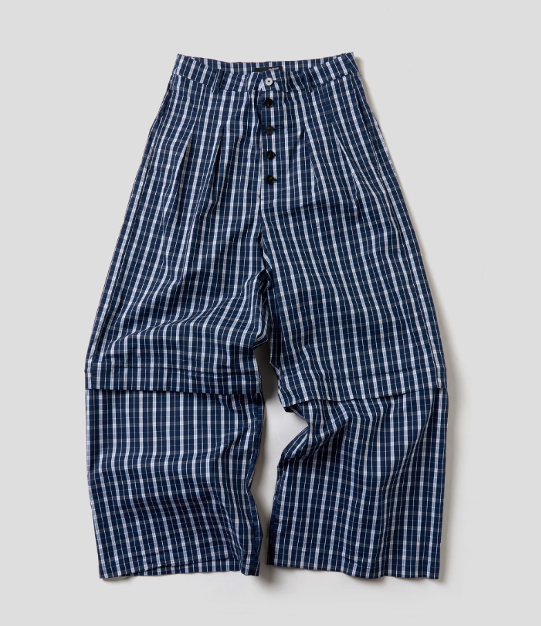 2WAY 仕様 ディタチャブルチェックワイドパンツ / Detachable Wide Pants N5517
