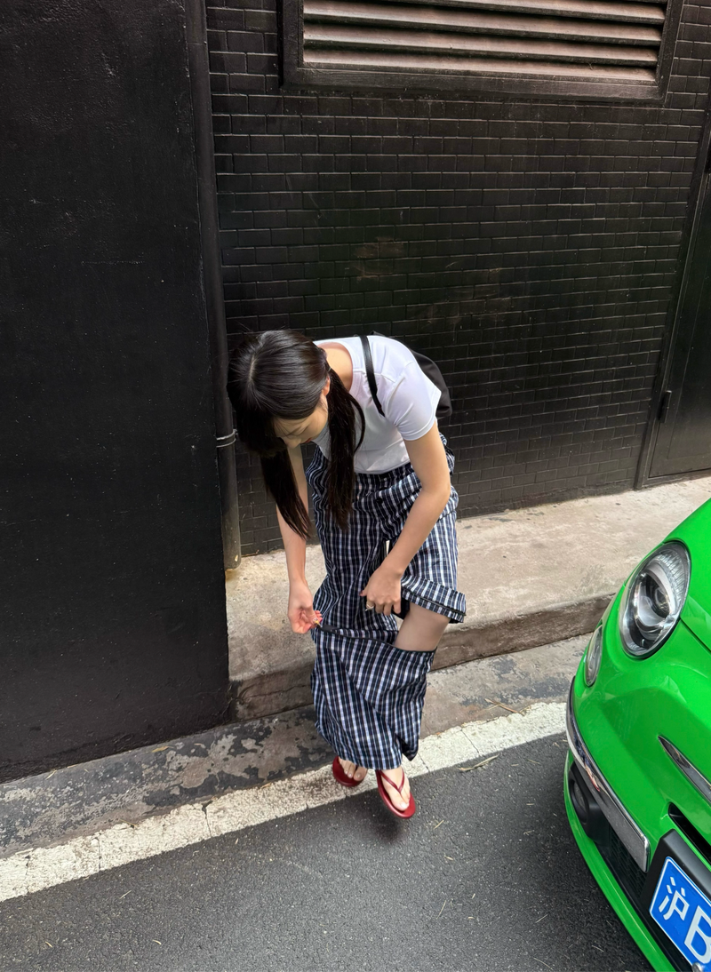 2WAY 仕様 ディタチャブルチェックワイドパンツ / Detachable Wide Pants N5517