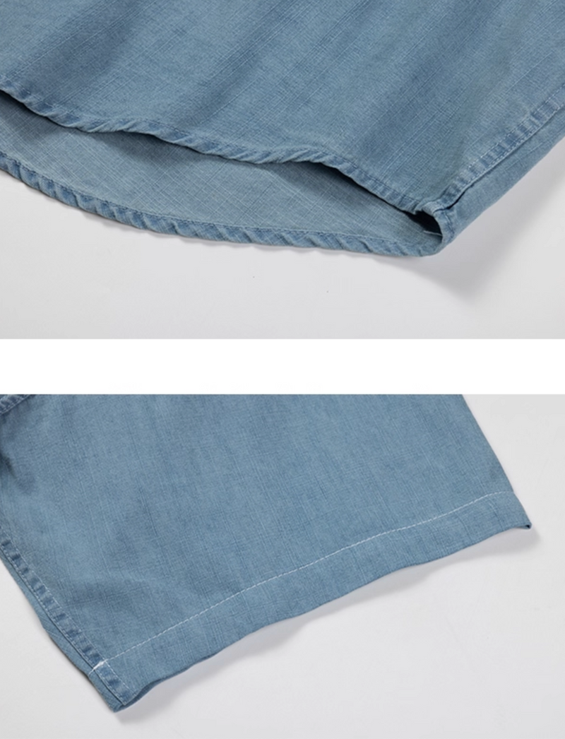 Distressed denim short sleeve shirt N5524