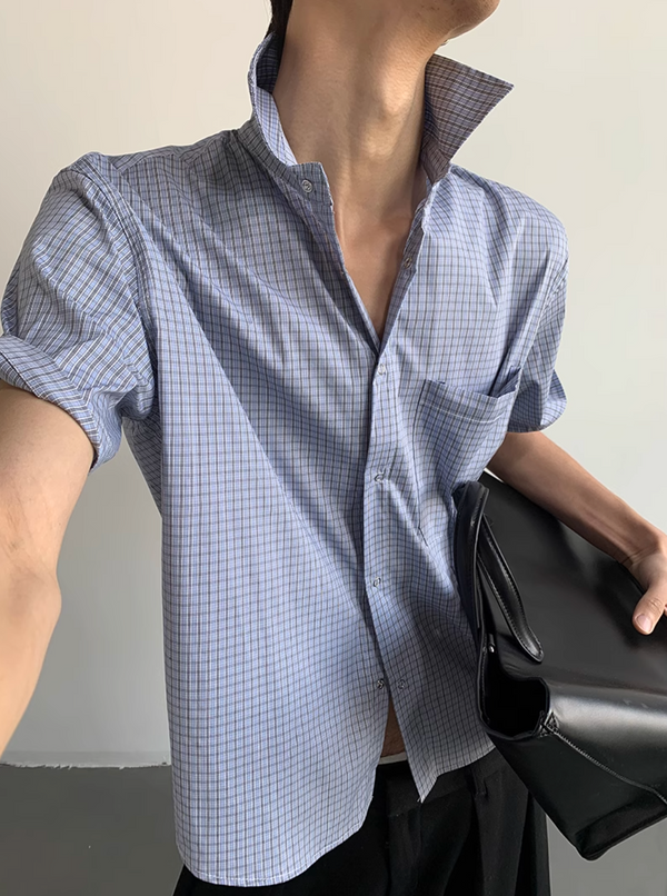 Casual check short sleeve shirt N5526