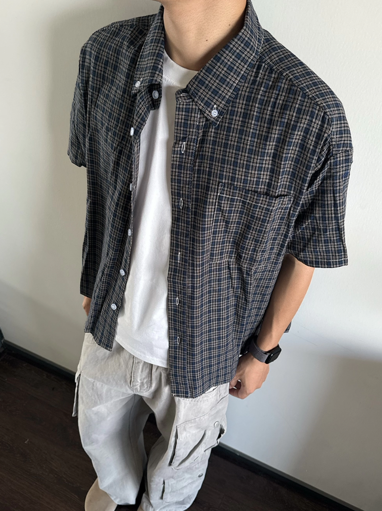 American casual retro check shirt N5527
