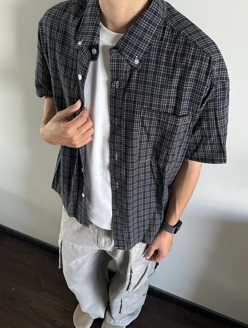 American casual retro check shirt N5527