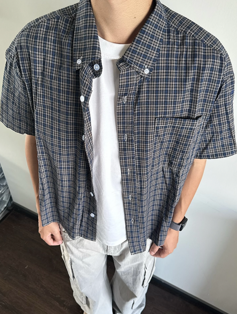 American casual retro check shirt N5527