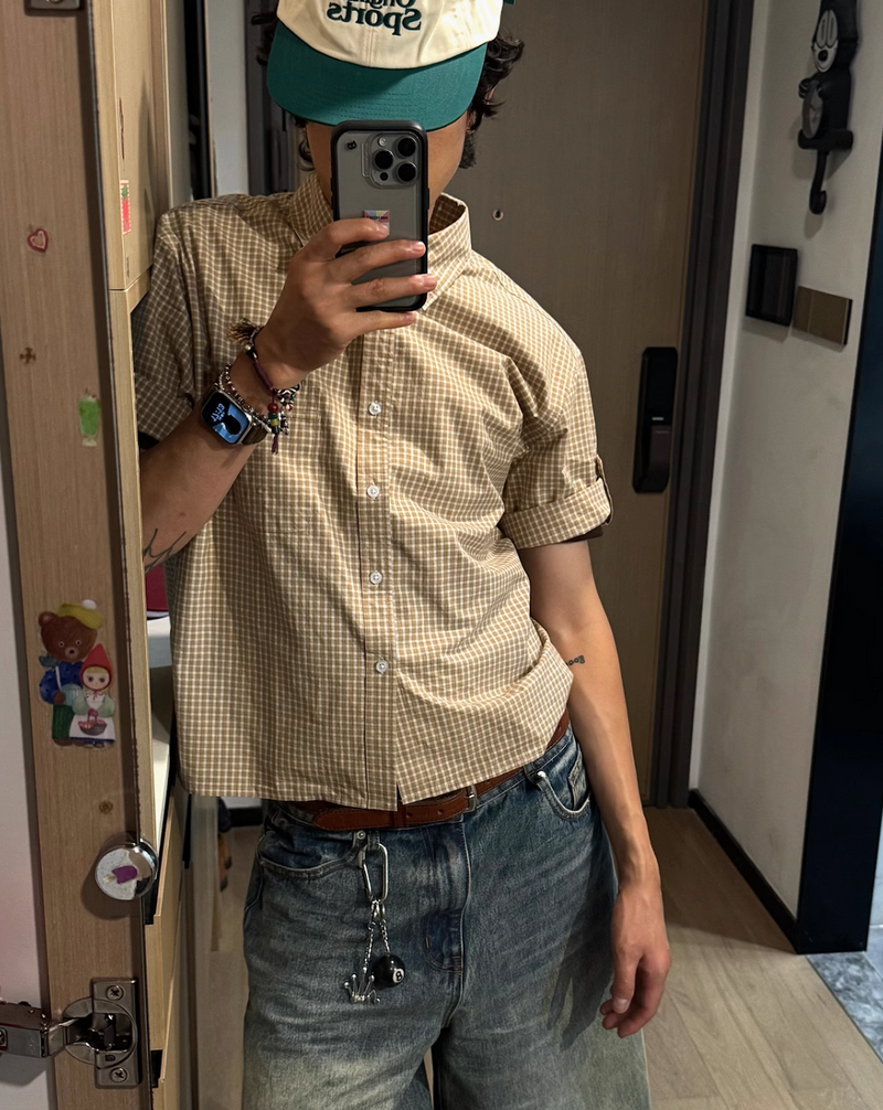 Roll-up check shirt N5529