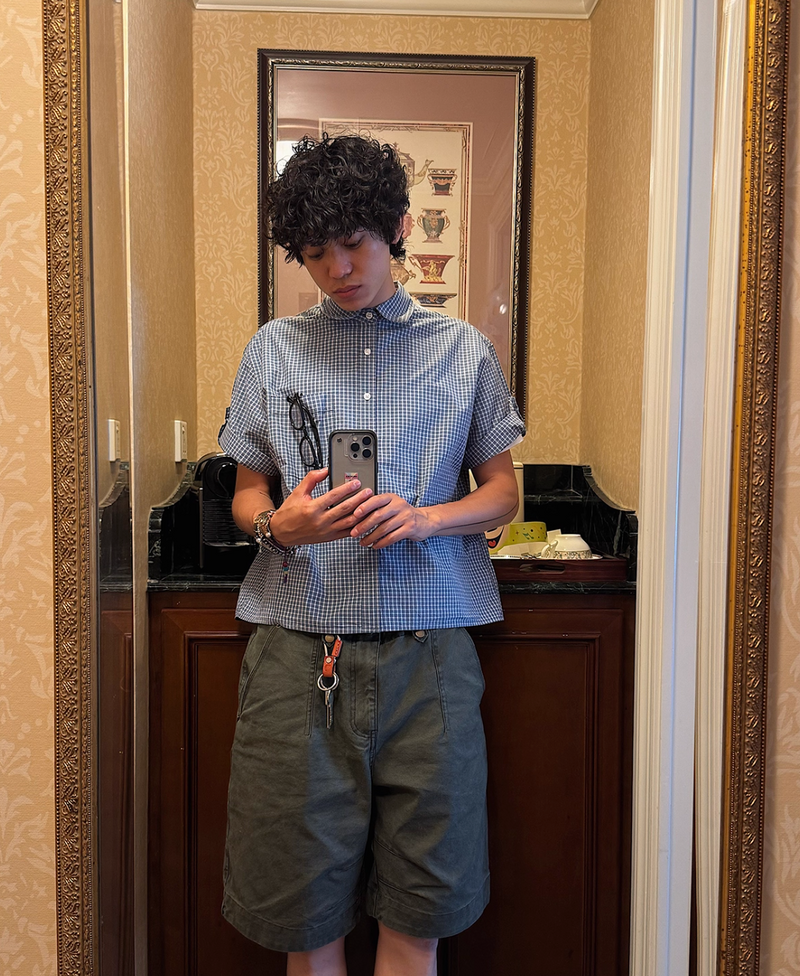 Roll-up check shirt N5529