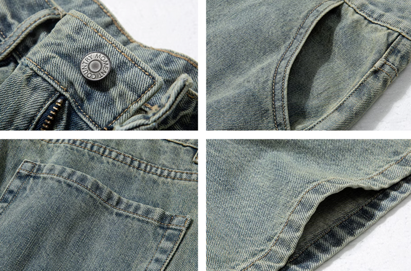 Distressed retro wide jeans N5534