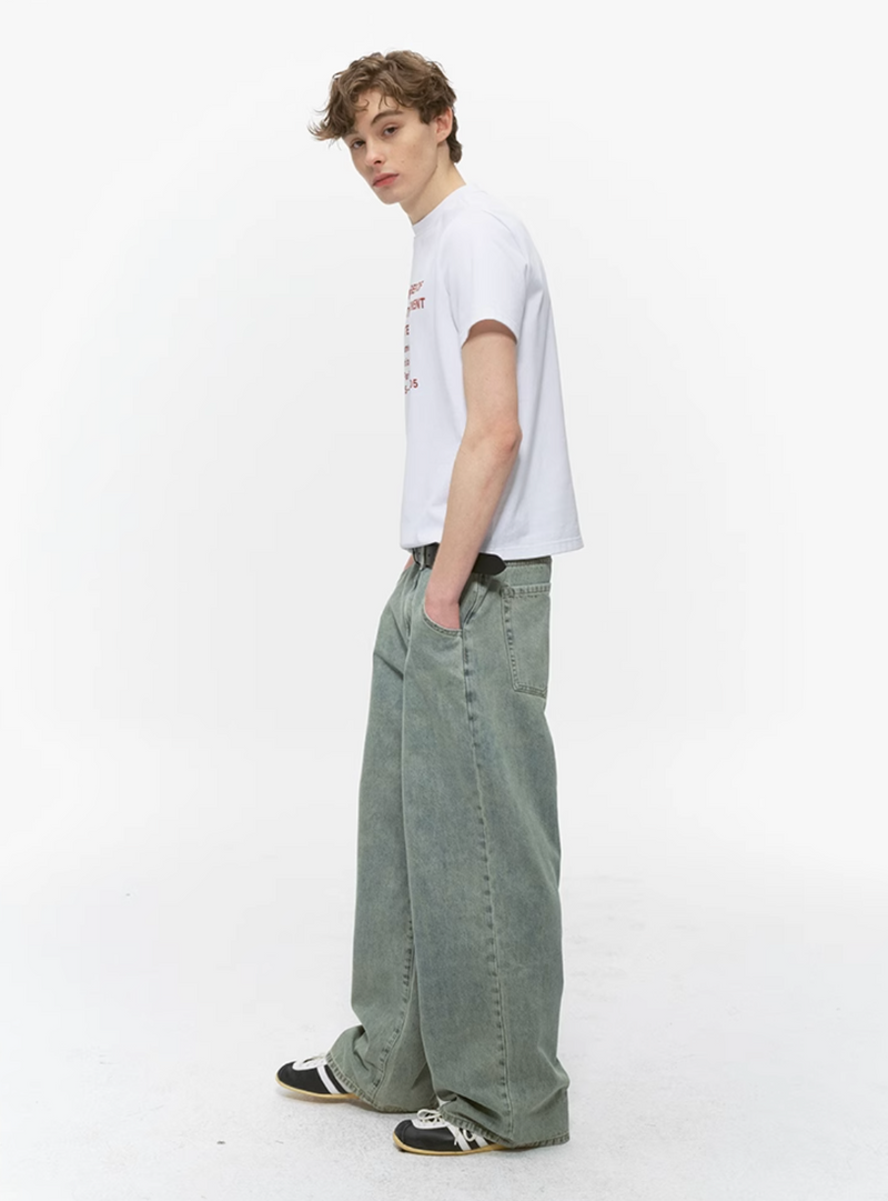 Distressed retro wide jeans N5534