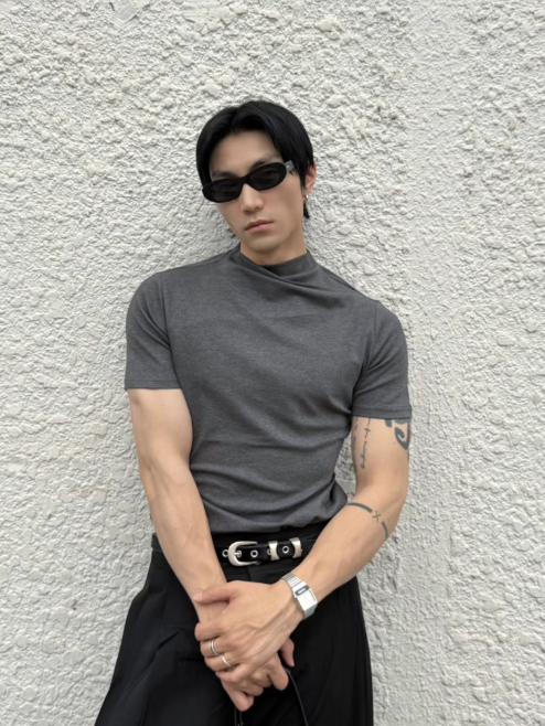 Elastic slim T-shirt N5562