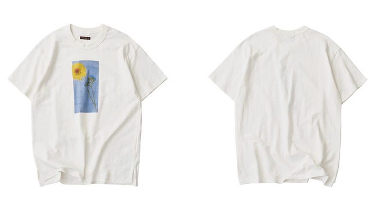 フラワーフォト グラフィックプリント 半袖Tシャツ / Flower Print  T-shirt   N5574