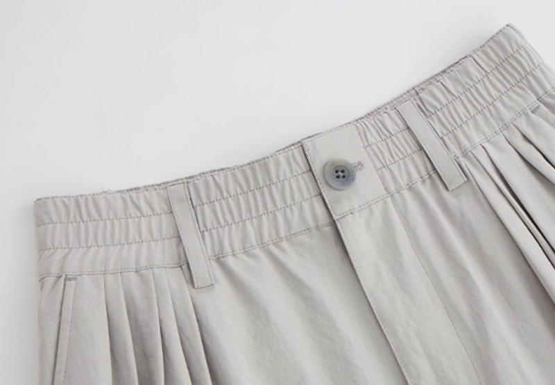 軽量 ワイドタック ナイロン バルーンパンツ / Light grey wide leg pants   N5576