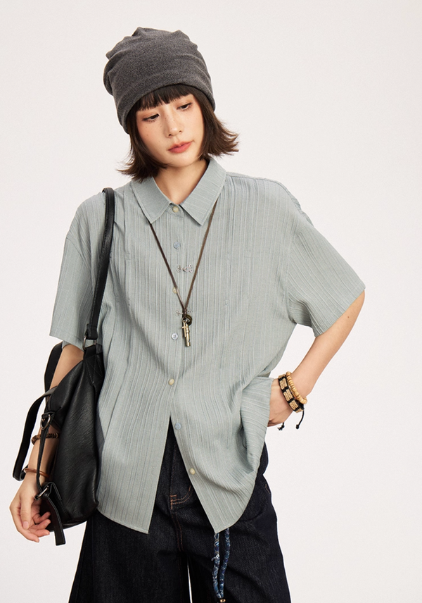 プリーツテクスチャー リラックス 半袖シャツ / Pleated Texture Shirt   N5591