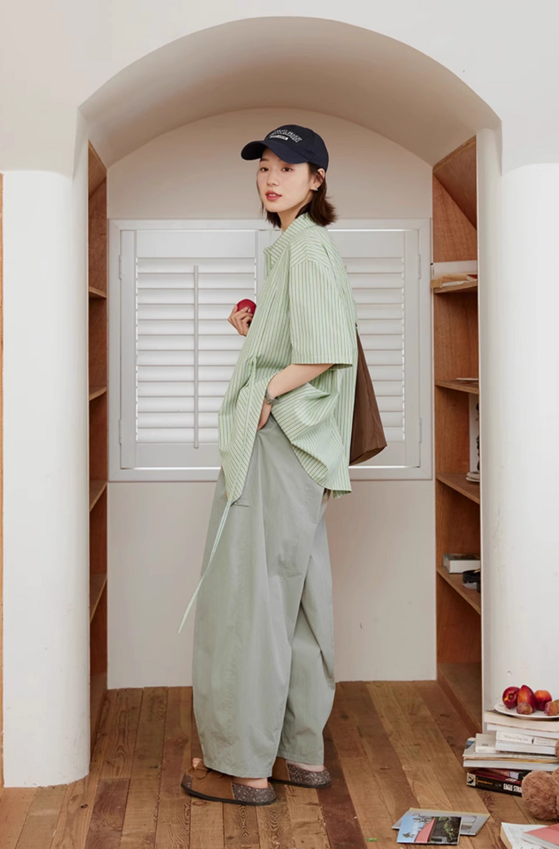 コットンナイロン タック バルーンワイドパンツ /  wide pants   N5597
