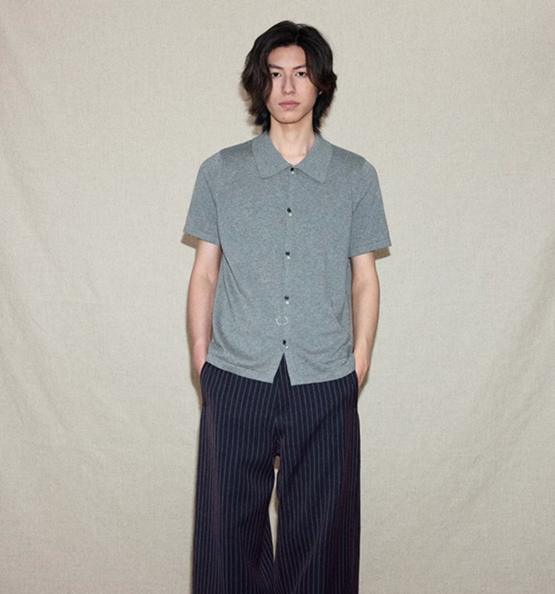 フルオープン・ニットポロ / knit cardigan shirt   N5600