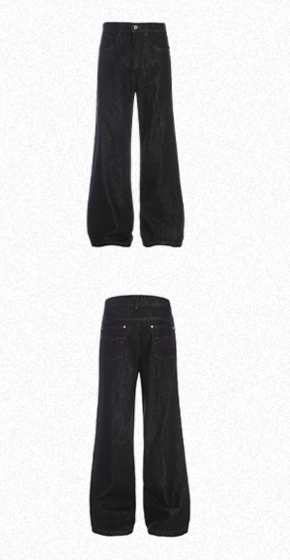 コントラストステッチ リジッド ワイドデニムパンツ /  denim pants   N5603