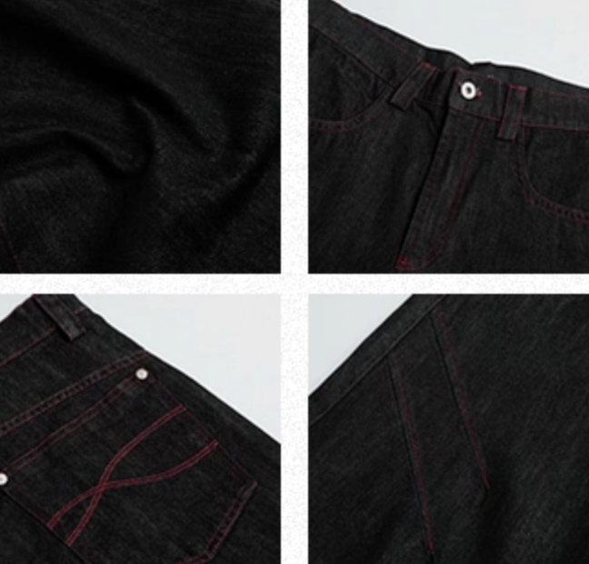 コントラストステッチ リジッド ワイドデニムパンツ /  denim pants   N5603