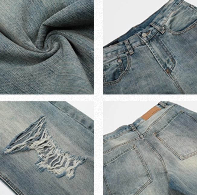 カットオフ ダメージ ワイドフレアデニム / denim pants   N5604