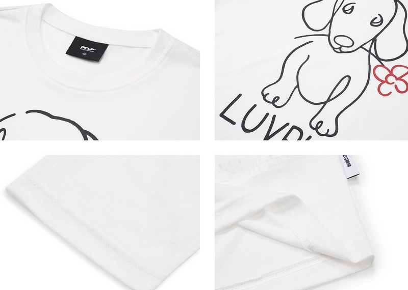 ラインアート・ドッグ グラフィック ロンT / Flower dog print T-shirt   N5607