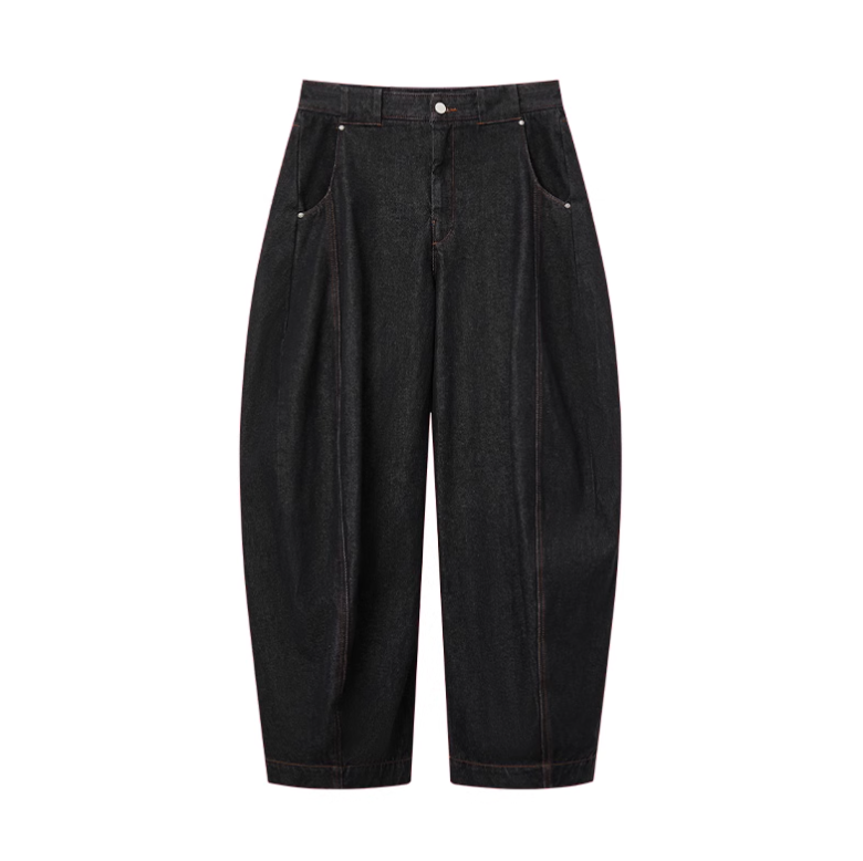 ブラックデニム カーブワイドパンツ / curved wide pants   N5609