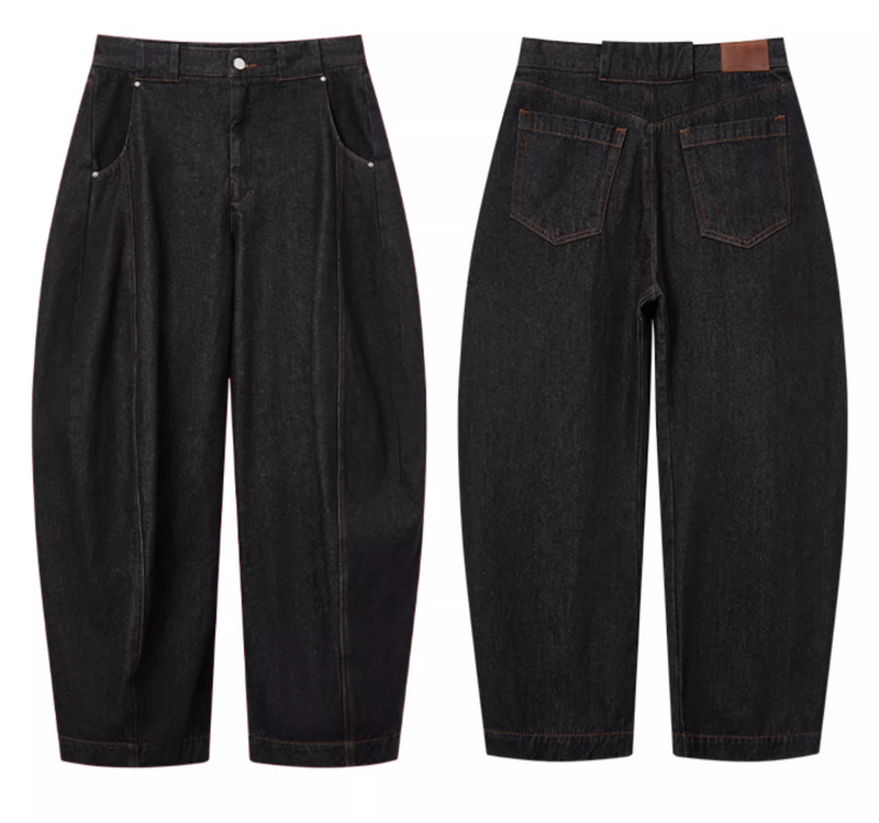 ブラックデニム カーブワイドパンツ / curved wide pants   N5609