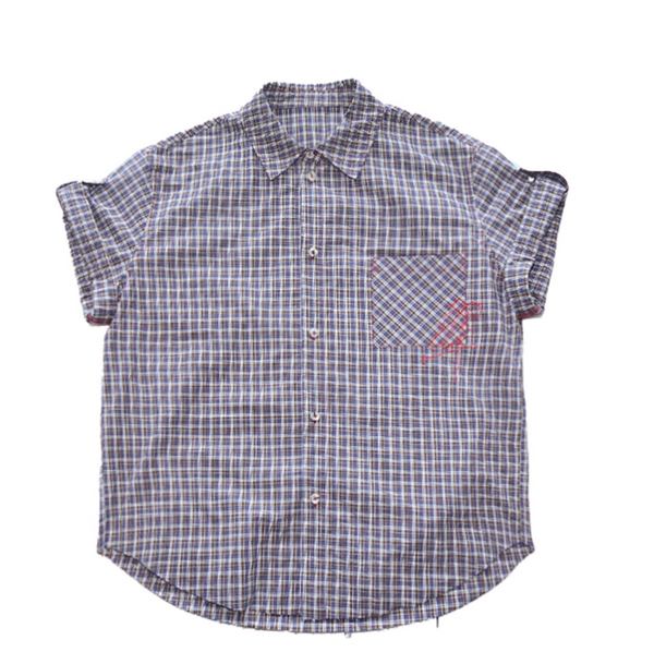 刺繍ポケット・チェック柄 半袖シャツ / Check Shirt   N5613