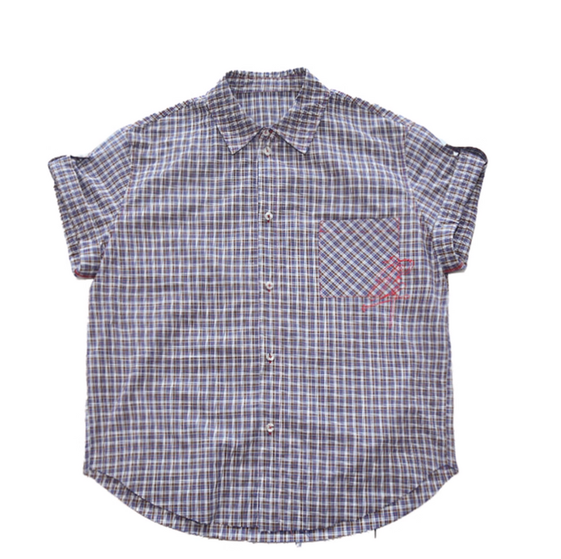 刺繍ポケット・チェック柄 半袖シャツ / Check Shirt   N5613