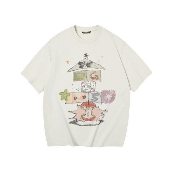 ウォーターカラー・グラフィックTシャツ  N5624