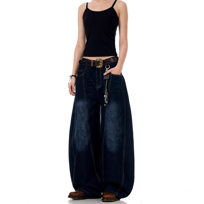 Dark Blue Over-Wide Dame Pants N5625