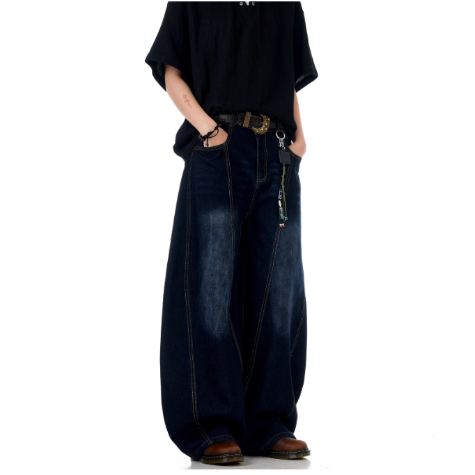 Dark Blue Over-Wide Dame Pants N5625
