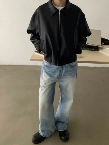 ミニマル・ジップアップ レザージャケット N5688